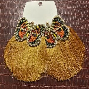 Vibrant Gold and Orange Butterfly Earrings